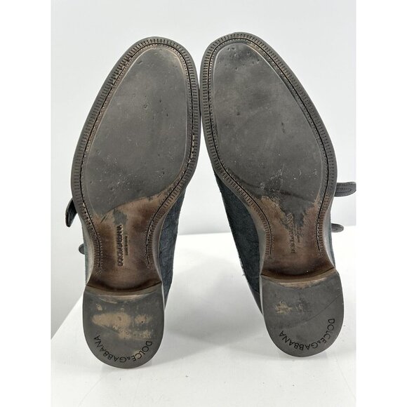 Dolce And Gabbana Double Monk Strap Distressed Suede & Leather Boots Size 11.5-U - Picture 14 of 16